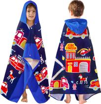 Toalha com capuz VOOVA & MOVAS Kids Age 3-10 100% algodão azul Toalha com capuz VOOVA & MOVAS Kids Age 3-10 100% algodão azul