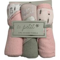 Toalha Com Touca Infantil Menina Rosa Kit Com 3 Peças Lhama Le Petit