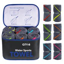 Toalha de acampamento 4Monster Microfiber Quick Dry, pacote com 6 pacotes com bolsa