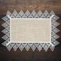 Toalha De Bandeja Bege Renda Poli-Linho 30X45Cm Rafimex