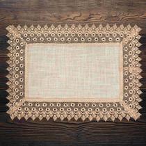 Toalha De Bandeja Bege Renda Poli-Linho 30X45Cm Rafimex