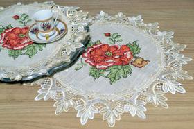 Toalha de Bandeja Redonda Red Flower - Arte & Tear