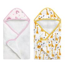 Toalha de Banho Bebê 2 Pçs Felpuda/Fralda Arco Íris e Girafa Toalha de Banho Bebê 2 Pçs Felpuda/Fralda Arco Íris e Girafa