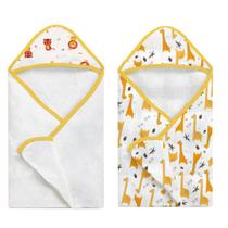Toalha de Banho Bebê 2 Pçs Felpuda/Fralda Leão e Girafa Toalha de Banho Bebê 2 Pçs Felpuda/Fralda Leão e Girafa