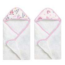 Toalha de Banho Bebê 2 Pçs Felpuda Rosa Arco Íris e Ovelhinha