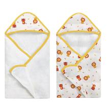 Toalha de Banho Bebê 2 peças Fralda/felpuda Amarelo Leão