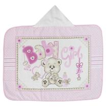Toalha de banho bebê com capuz 90 x 70 cm 100% algodão dohler baby 16877 rosa