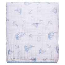 Toalha de banho bebe com capuz baby joy soft estampada 80cmx90cm pct c/01un //barquinhos