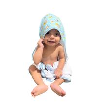 Toalha de Banho Bebê com Capuz de Orelhinha Menino e Menina 70x70 cm Poliéster Atoalhado