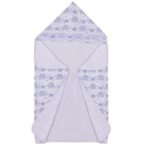 Toalha de Banho Bebê Elefante Azul com Capuz