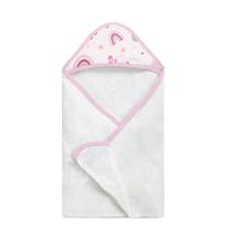 Toalha de Banho Bebê Felpuda Com Capuz Rosa Arco íris