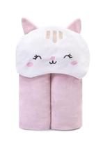 Toalha De Banho Bebê Forrada C/ Capuz Bordado Rosa Papi