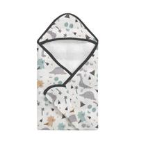 Toalha de Banho Bebê Fralda com Touca Verde Dinossauro