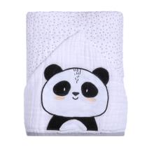 Toalha de Banho Bebê Papi Friends 90x75cm 3 camadas Fralda Solft c/ Capuz Bordado