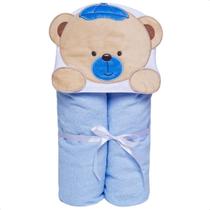 Toalha de banho bebe papi soft com fralda ursinho azul