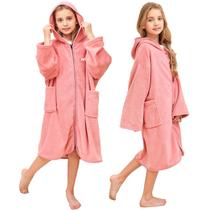 Toalha de banho com capuz Hiturbo Kids Soft Plush Zipper Surf Poncho
