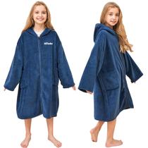 Toalha de banho com capuz Hiturbo Kids Soft Plush Zipper Surf Poncho