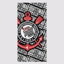 Toalha de Banho Corinthians Escudo Preta e Branca Toalha de Banho Corinthians Escudo Preta e Branca