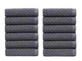 Toalha de banho COTTON CRAFT Euro Spa Waffle Weave, conjunto de 12, cinza Toalha de banho COTTON CRAFT Euro Spa Waffle Weave, conjunto de 12, cinza