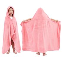 Toalha de banho de lã com capuz Hiturbo Kids 3-12 anos rosa 76x127cm