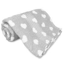 Toalha de Banho Dohler Prisma 100% Algodão 70 x 140cm - Coração Bolinha Poá - Macia Grossa Presente