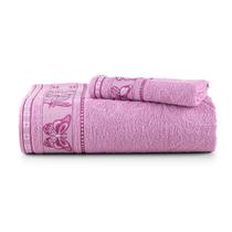 Toalha de Banho e Roso Felpuda 100% Algodao Borboletas Azul Bege ou Rosa