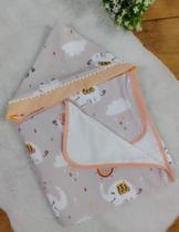 Toalha de Banho ELEFANTINHA BABY SALMÃO para Bebê Infantil com Capuz Forrada