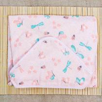 Toalha de Banho Felpuda Com Capuz para Bebê Estampado Salmão