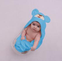 Toalha de Banho Felpuda Para Bebê Com Orelhinha no Capuz Infantil De Bichinho Bordada