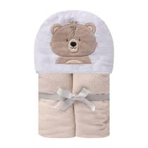 Toalha De Banho Felpuda Ursinho Com Capuz Bordado Papi Toalha De Banho Felpuda Ursinho Com Capuz Bordado Papi