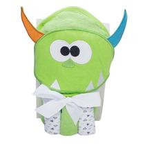 Toalha De Banho Infantil Bebê Com Capuz e 3 Toalha de Boca Babete Camesa Bichinho