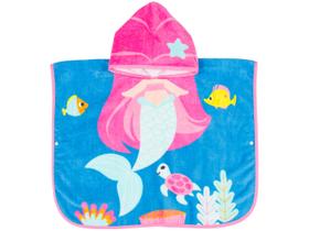 Toalha de Banho Infantil Buba 100% Algodão com Capuz Poncho Sereia Rosa