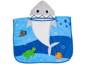 Toalha de Banho Infantil Buba 100% Algodão com Capuz Poncho Tubarão Azul