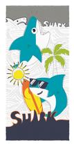 Toalha de Banho Infantil Felpuda Estampada 60 cm x 110 cm - Summer Shark
