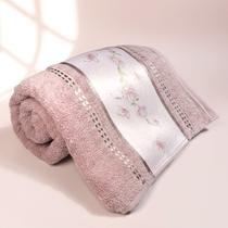 Toalha de Banho Infantil Karsten 100% Algodão Barra Com Aplicação de Transfer Super Macia 66 x 135cm Cor:Amora - Borbole Toalha de Banho Infantil Karsten 100% Algodão Barra Com Aplicação de Transfer Super Macia 66 x 135cm Cor:Amora - Borbole