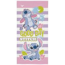 Toalha de Banho Infantil Stitch Good Day Desenho Estampada Aveludada Absorvente 70cm x 1,40m Lepper