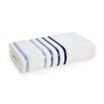 Toalha de Banho Karsten Lumina Fio Penteado 100% Algodão - Branco e Azul