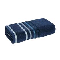 Toalha de Banho Lumina Unika Karsten Azul Marinho Naval Fio Penteado com Listras