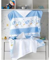 Toalha de Banho P/ Bebê - Estampada - Foguete - C/ Fralda - C/ Capuz - Dohler