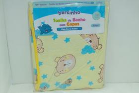 Toalha de Banho Para Bebê com Capuz e Forro de Fralda Para Menino - Ursinho Amarelo