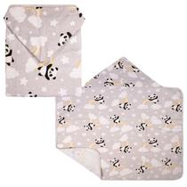 Toalha De Banho Para Bebê Estampada Com Capuz Forro De Fralda 67X90 Baby Incomfral Bublim Nome do Desenho:Panda Cinza Toalha De Banho Para Bebê Estampada Com Capuz Forro De Fralda 67X90 Baby Incomfral Bublim Nome do Desenho:Panda Cinza
