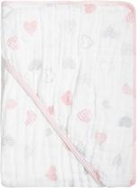 Toalha De Banho para Bebês Fralda Soft Grossa Com Capuz Estampada 80Cm X 80Cm Romance - Papi