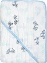 Toalha De Banho para Bebês Fralda Soft Grossa Com Touca Capuz Estampada 80Cm X 80Cm Bike Azul -Papi