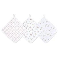 Toalha de banho para bebês Towel Aden + anais Essentials, 28 x 28 cm, pacote com 3