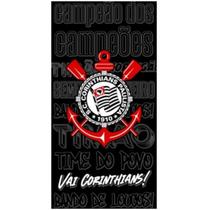 Toalha de Banho Praia Time Corinthians Aveludada Em Algodão 70 x 1,40 Preto Dohler