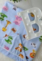 Toalha de Banho SAVANA AZUL para Bebê Infantil com Capuz Forrada