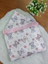 Toalha de Banho URSINHA ROSA para Bebê Infantil com Capuz Forrada