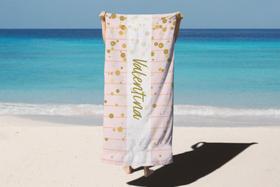 Toalha de Banho Verão Praia Bolinhas Personalizado Nome Valentina