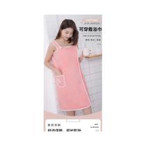 Toalha de banho vestível feminina microfibra macia absorvente com alças e bolso