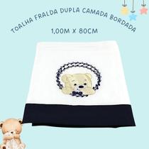 Toalha de Bebê 1,00m x 70cm Tecido Fralda Já Bordado Dupla Camada Lumana 100% Algodão Cor:Azul Marinho